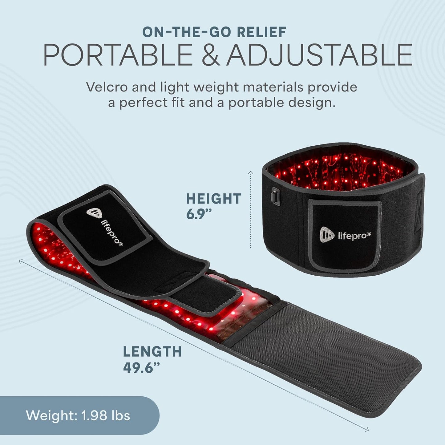Red Light Therapy Belt - 660Nm & 850Nm near Infrared & Red Light Therapy for Body, Relaxing Muscle, Inflammation, Improve Circulation